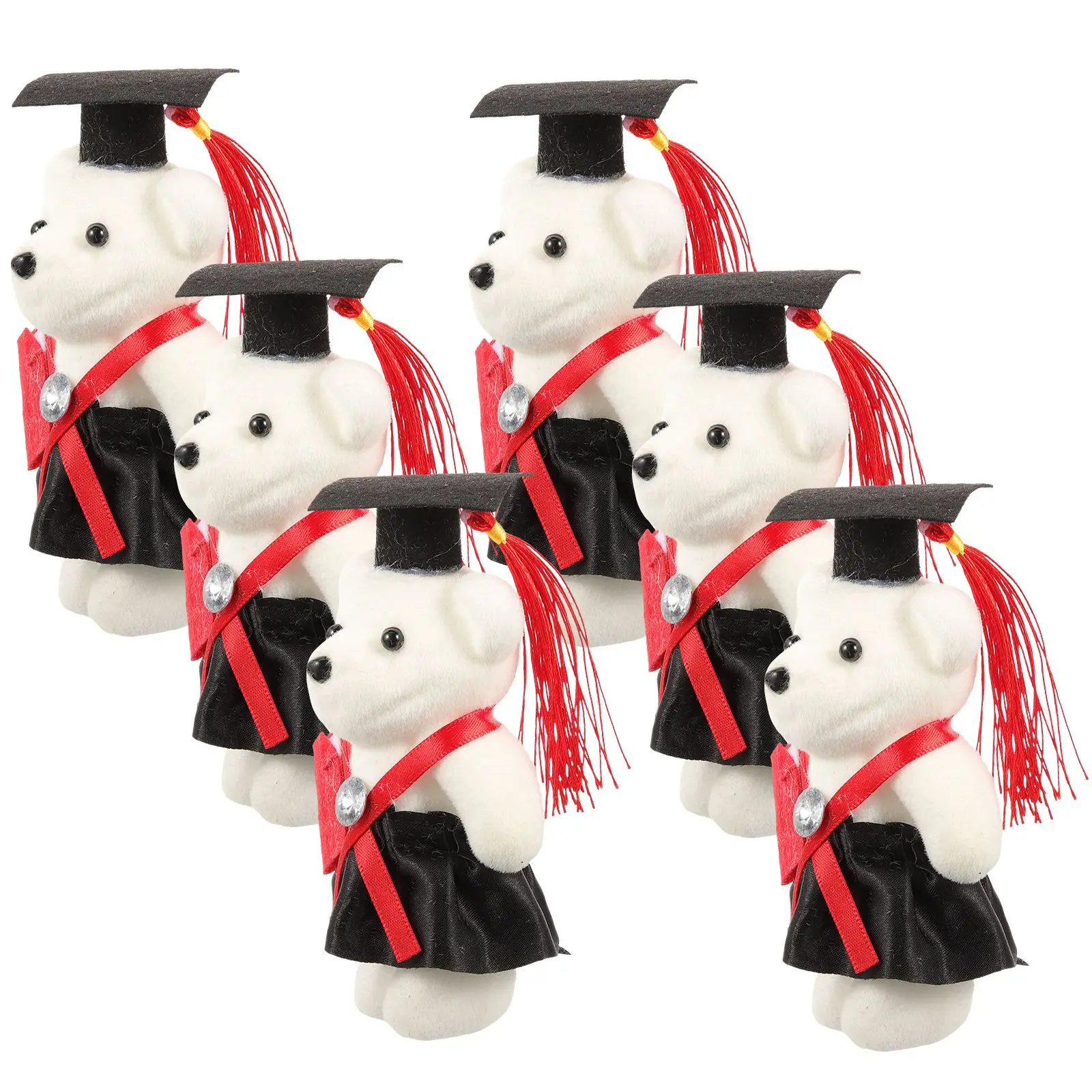 

6pcs Doctor Bear Bouquet Materials Graduation Ornaments Red 2021 Presents Decorations Stuffed Animals Toys