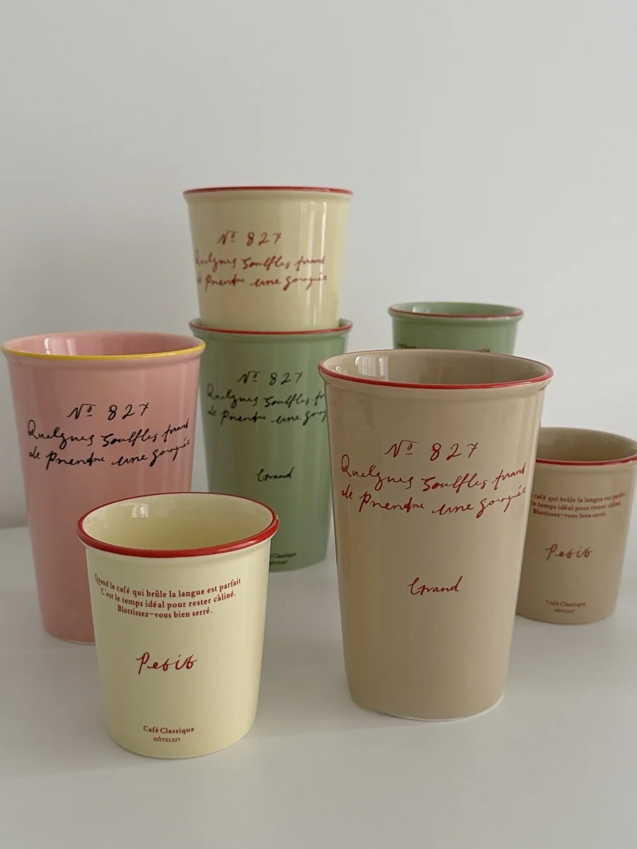 

Korean Sle Cerc Handheld Mug High Aesthetic Value for Coffee Milk Water Bru Teeth Portable Cup for Home Use