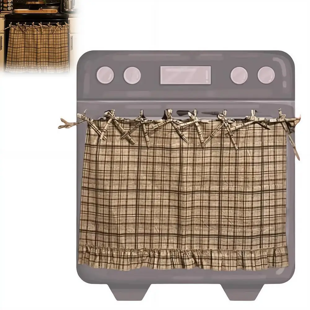 Oven Skirt Artisanal Farmhouse Oven Cover with Ruffle Trim Under Stove Oven Hideaway Curtain Kitchen Decor view 5