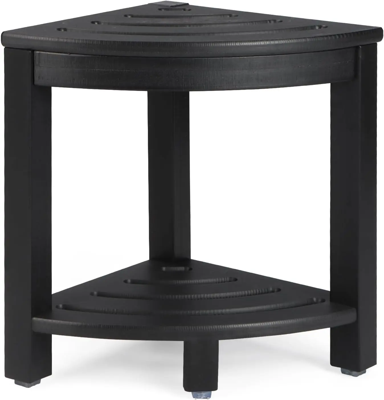 HDPE Corner Shower Stool,Shower Bench Seat with Storage Shelf for Shaving Legs Plastic Spa Bath Step Foot Rest for Bathroom Small Place (Black)