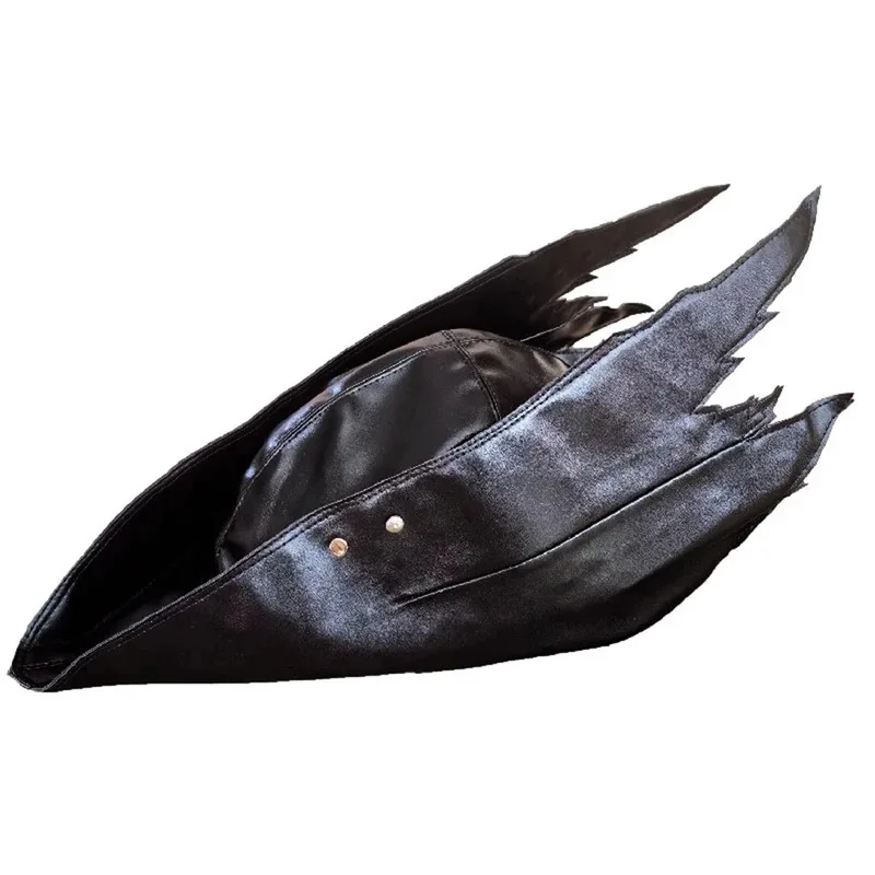 

CyBlood Source Old Hunter Hat Cosplay PU Leather Peripheral Prop Costume Black Soul Ring Assassin Ninja Hat Holloween Customized