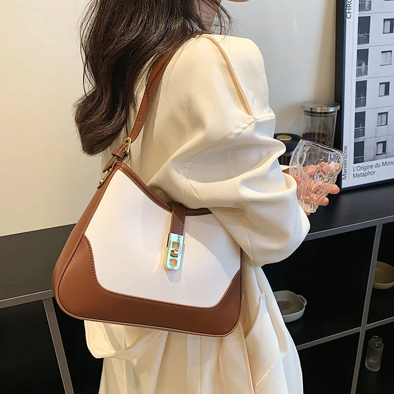 Single Shoulder Bag Korean Version Color Blocked Women's Personalized New Fashion Casual Versatile Armpit Bag