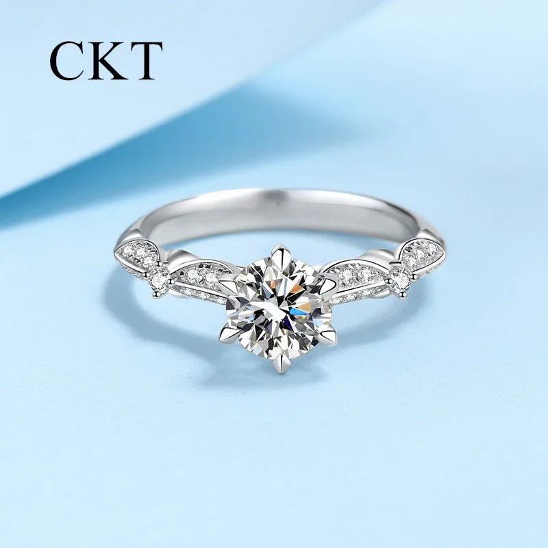 

18K White Gold Rings for Women Luxury 1 Carat Moissanite Diamond Ring Pt950 Platinum Sparkling Wedding Fine Jewelry Girl Gift