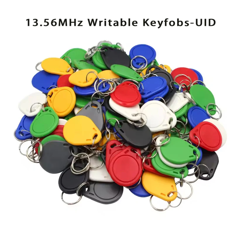 100pcs 13.56MHz UID Changeable Keyfobs RFID Keychains Token NFC Tag Rewritable IC Copy Card for Access Control Time Attendance