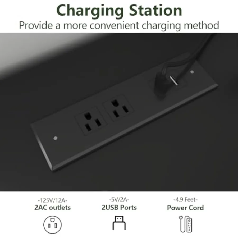 6 Drawer Dresser with Power Outlet and LED Light for Modern Bedroom or Living Room Storage Double Wide Drawer Organizer Cabinet