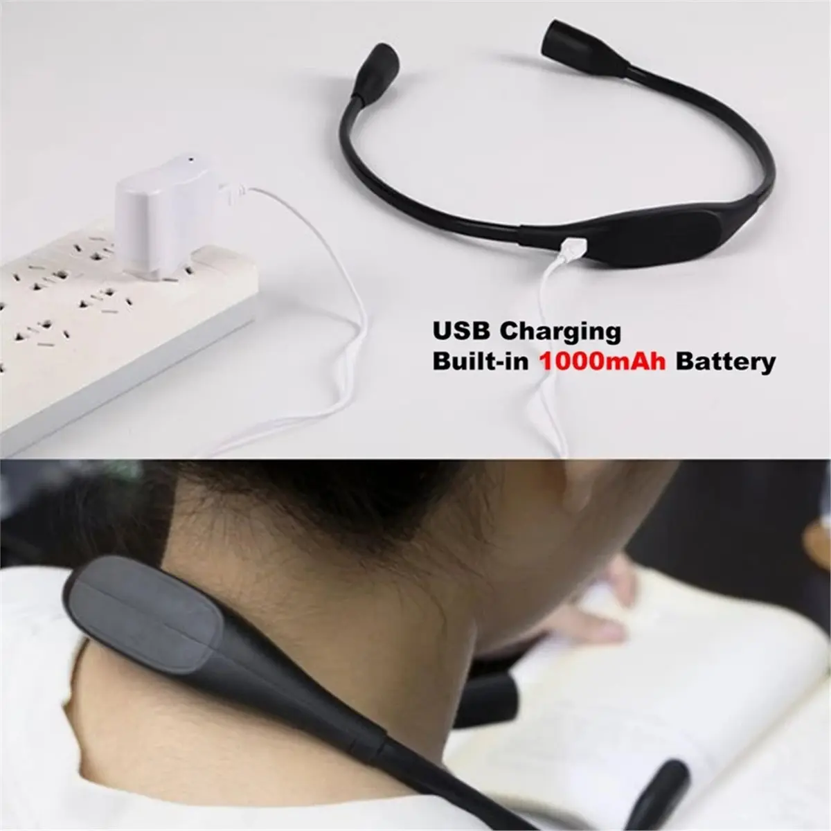 DT75BG Portable Neck Reading Light 3 Color LED Book Lamp for Sewing Knitting Camping Flexible Hands Free Night Lighting