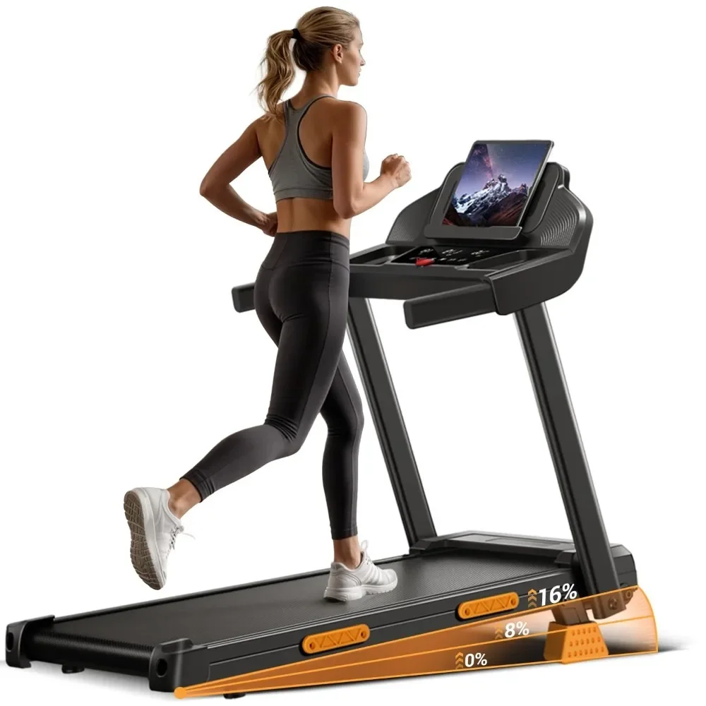 16% Treadmills for Home with Handle, 3 in 1 Portable Treadmill with Incline, Foldable Treadmill with Three Screen,, Customized