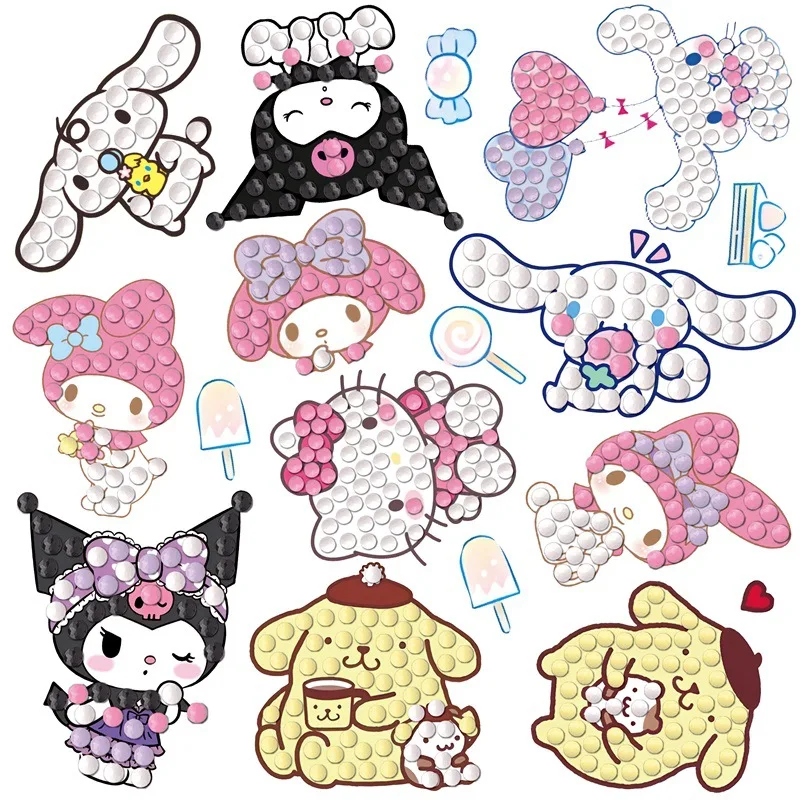 5D Sanrio Child Freely Stick Diamond Painting Cartoon Hello Kitty Kulomi Sticking Drills Embroider DIY Handiwork Material Packs