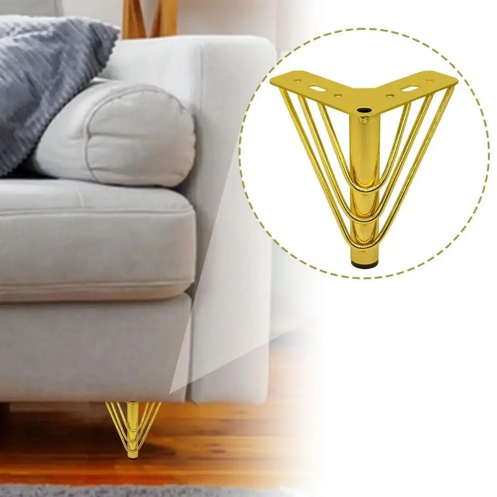 

Golden Color Furniture Legs Thickened Design Triangle Shape Furniture Hardware Feet Metal Material 15cm Height Sofa Legs