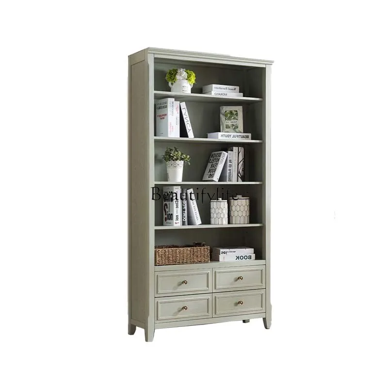 

*American light luxury bookcase integrated solid wood storage simple floor bookshelf