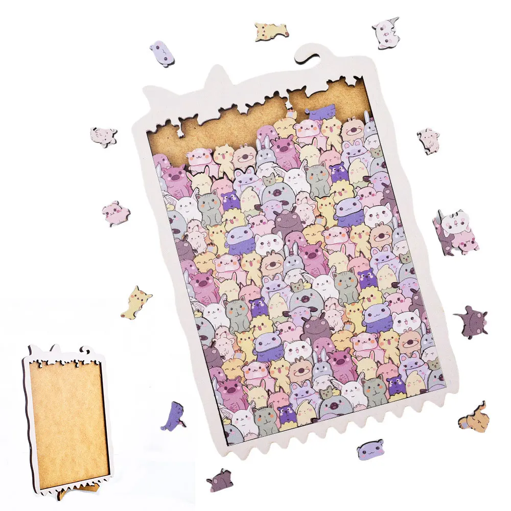 Cartoon High Difficulty Irregular Wooden Puzzle Christmas Gifts Animal Jigsaw Puzzle Zoo Collection Funny Kids Toys UG381