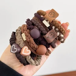 10PCS Headband Leather Band Female High Ponytail Holster Hair Accessories Simple High Elasticity Durable Rubber Band Hair Circle