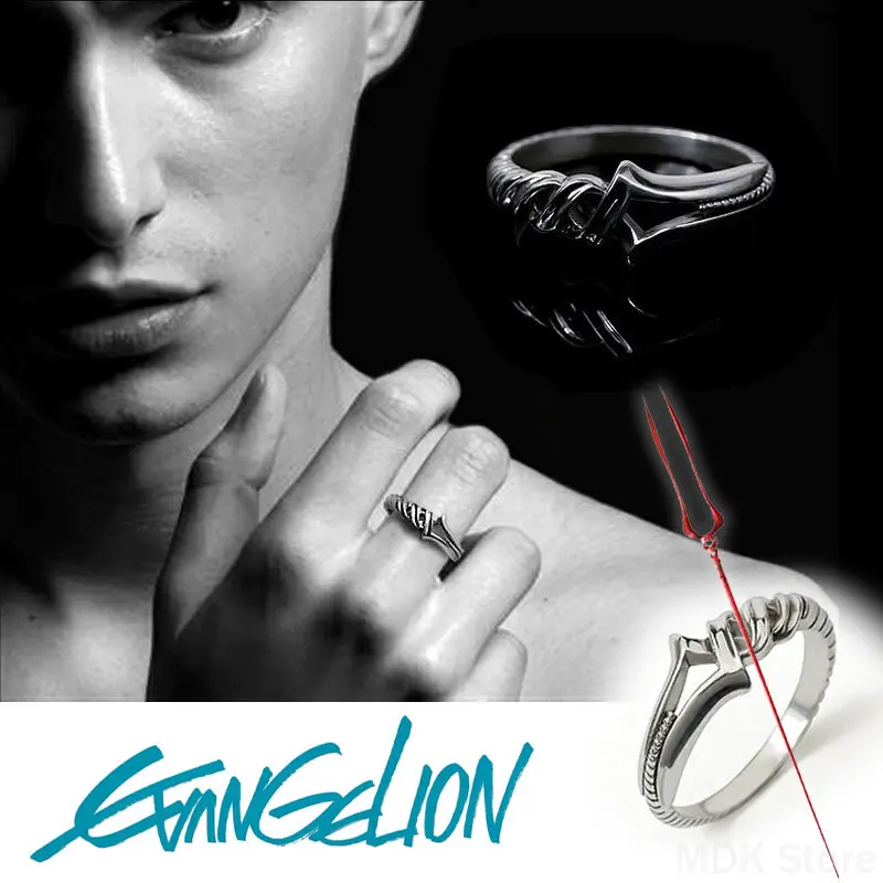 EVANGELION Fashion Creative Spear of Longinus Punk Rings For Men Women Gothic Vintage Men's Finger Ring Street Hip Hop Jewelry