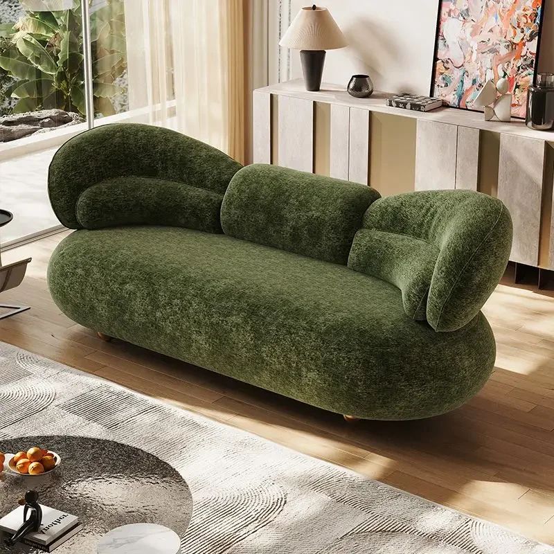 Minimalist hot-selling fabric sofa, living room home arc, light luxury straight row cream wind