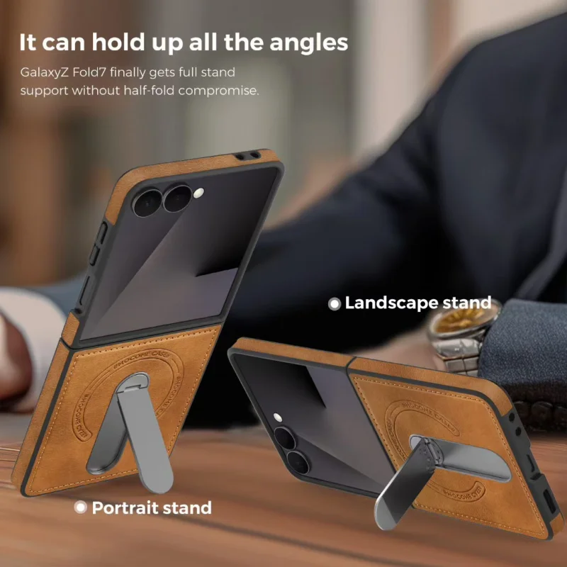 

Minimalist Business Phone case Foldable Leather Texture Compatible with Samsung Z Flip/6/5 Rotating Magnetic Stand Protective