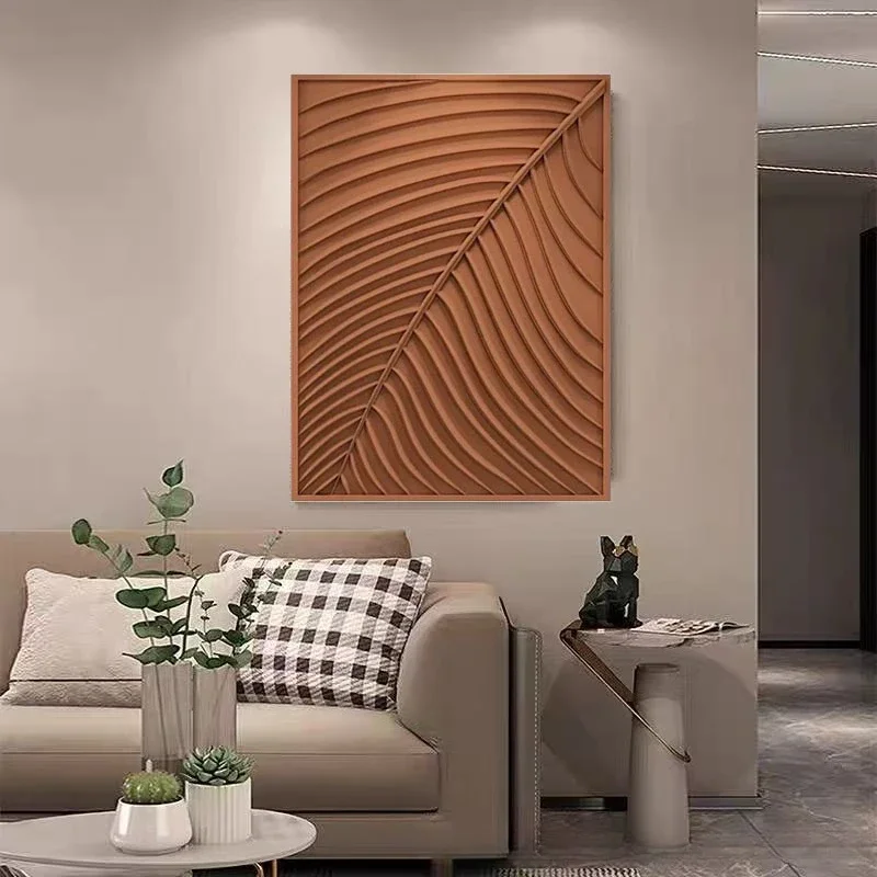 Leaf relief entrance painting, living room hanging painting, three-dimensional carving, physical object, minimalist