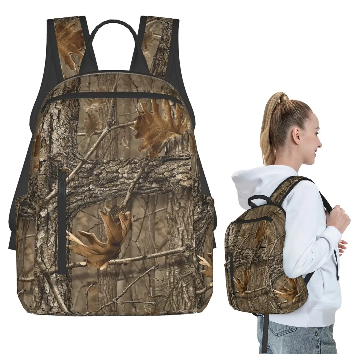 Camouflage Real Tree Realtree Hunter Camo Pattern Backpack Student BookBag Boys Girls School Bag Laptop Shoulder Bags Men Women