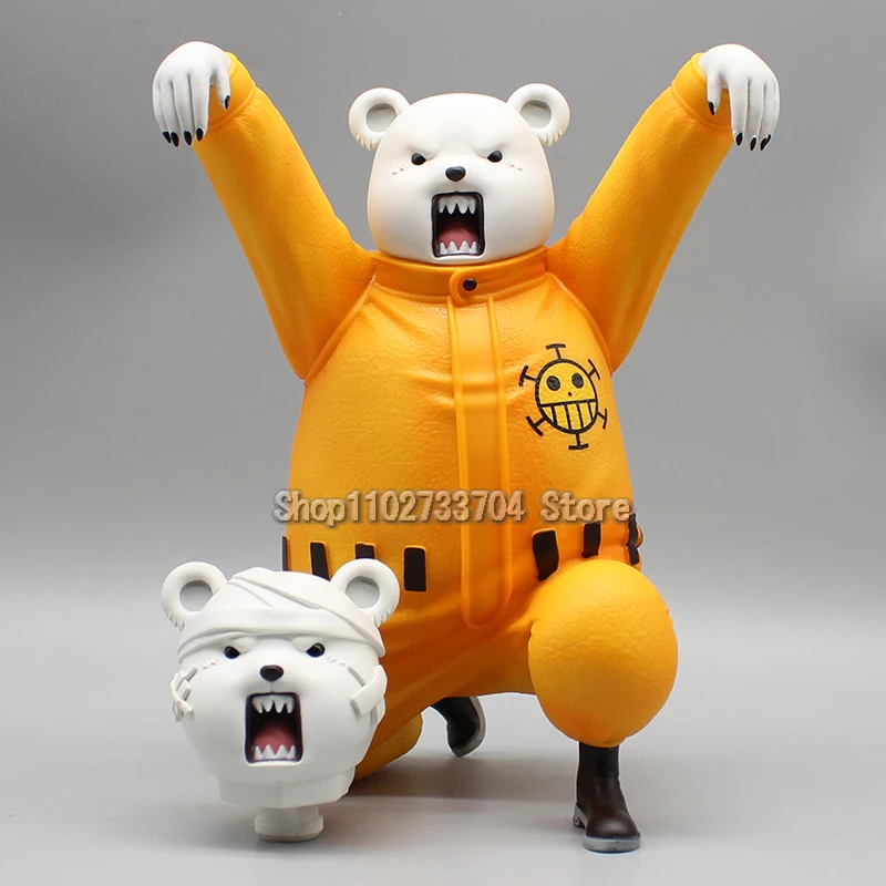 18cm Anime Bepo One Piece Figures GK Kung Fu Bear Bepo Action Figures Double Heads Q Version PVC Cute Collection Model Toys Gift