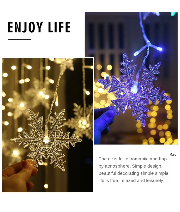 3.5M Christmas Lights LED Fairy String Lights Snowflake Curtain Garland Waterproof For Holiday Party Xmas Decoration 2026