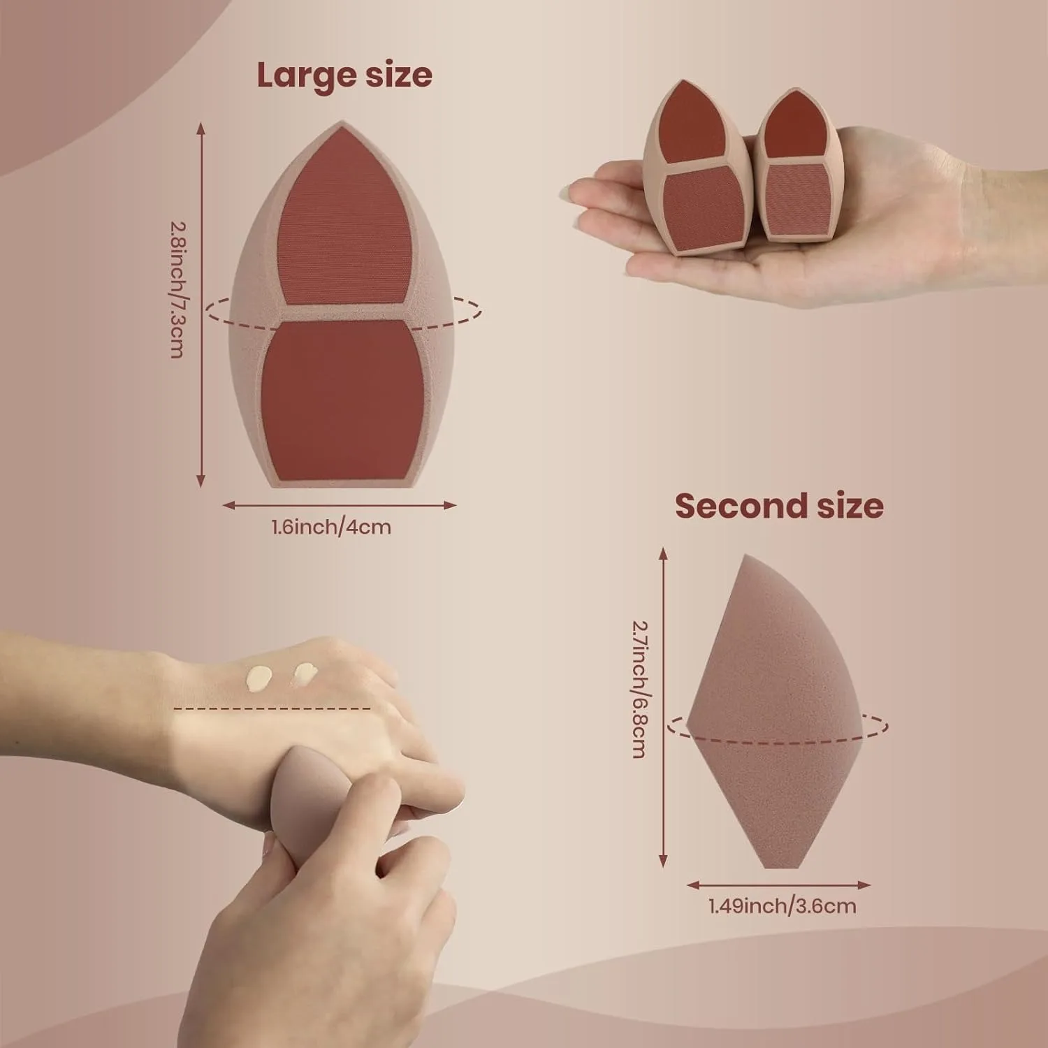 Éponge de maquillage en Film nid d'abeille pour fond de teint, réduit les déchets liquides et crème, douce et sans Latex, 2 éponges de beauté
