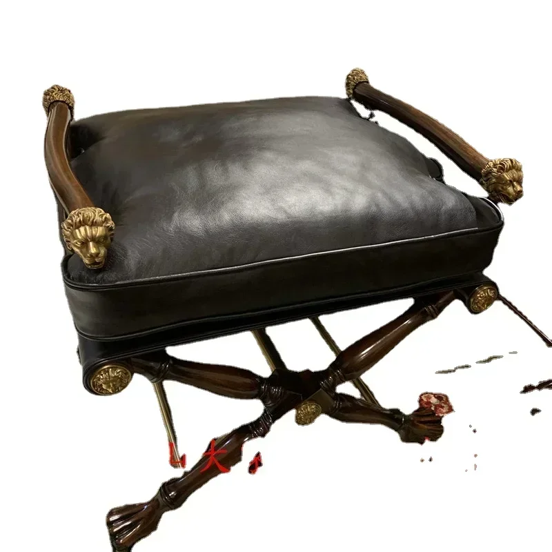 Hot SalesFurniture Bed Tail Leather Dressing Stool Peach Blossom Core Solid Wood Pure Copper Accessories