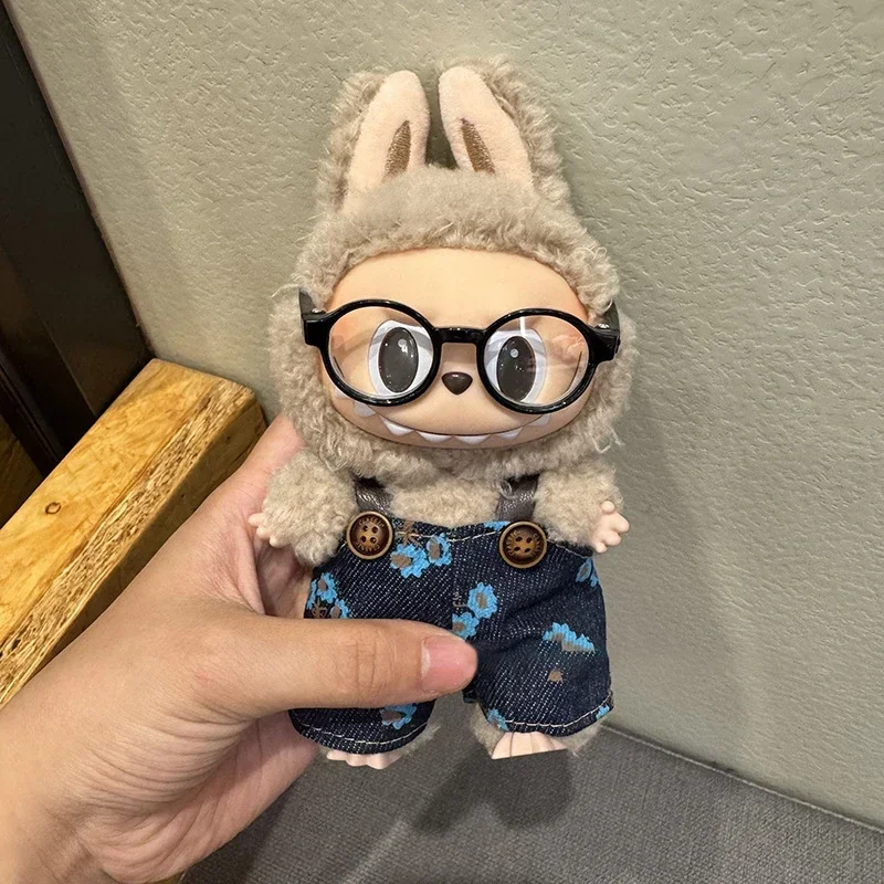 Accessori fai da te da 1 pezzo Occhiali di plastica trasparenti per bambole in cotone da 10 cm e occhiali da sole per bambole in peluche da 17 cm