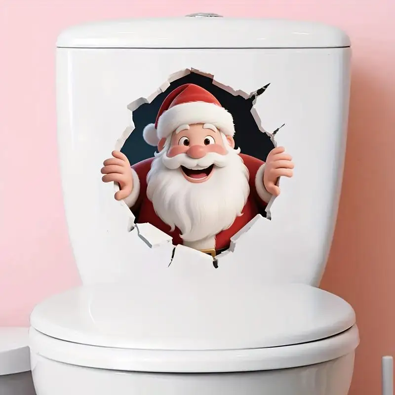 Santa Claus Break-Through Wall Decal PVC Removable Christmas Wall Window Sticker Home Christmas Decoration Gift New Year