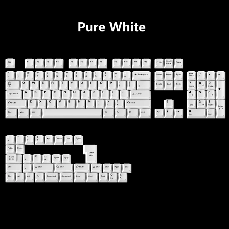 140 Keys/set Pure White Keycap ABS Double Shot Key Caps Cherry Profile Keycaps For MX Switch Keyboard GMK BOW