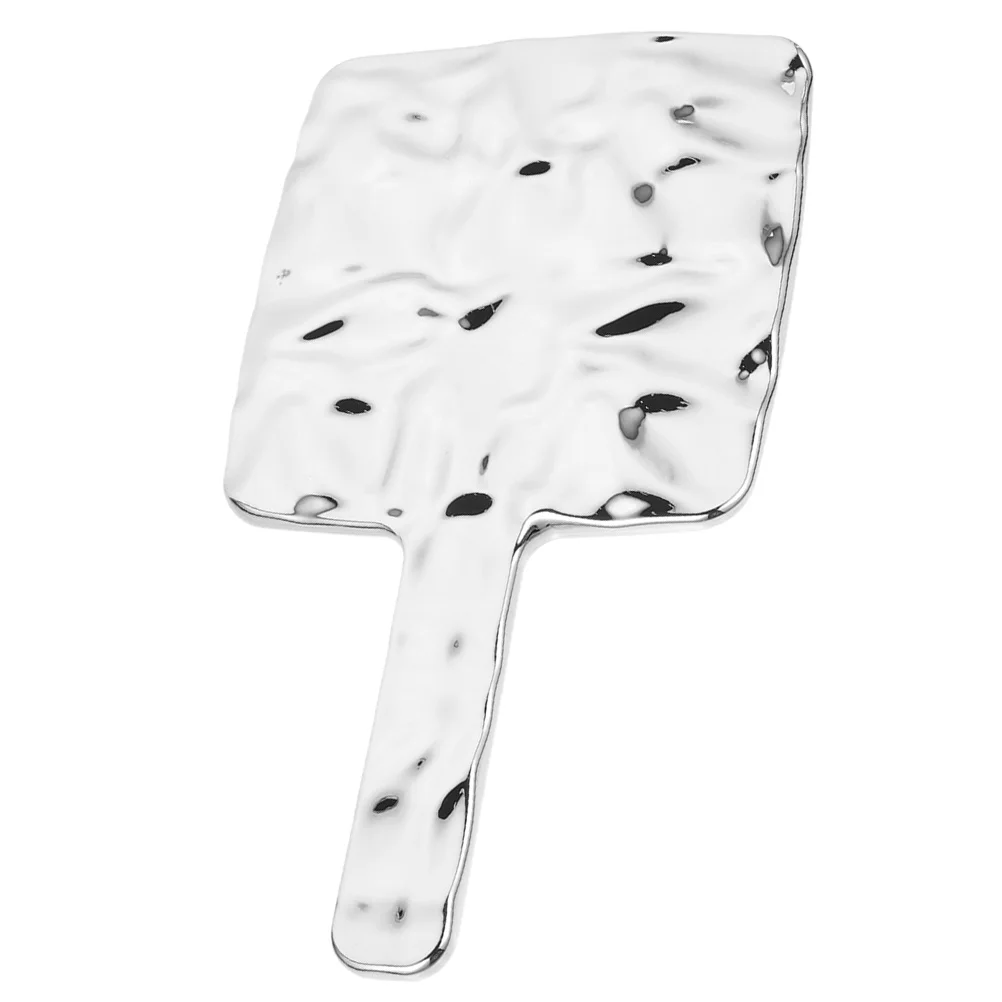 Women Handheld Mirror Luxury Mirror High Definition ABS Material Stylish Electroplated Silver Lightweight Portable