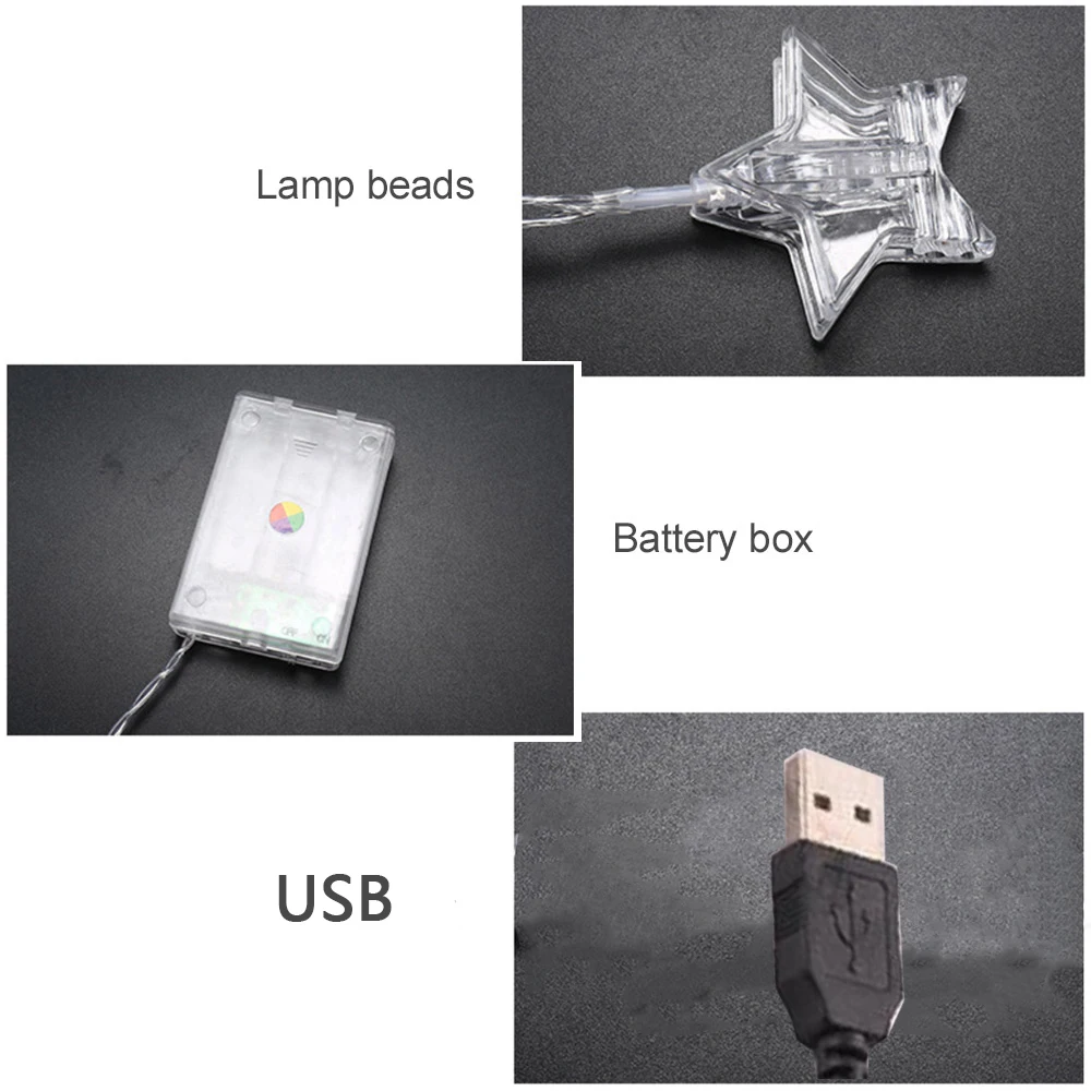 3M 10M LED Star Photo Clip Fata String Light USB Alimentato a batteria Bianco caldo 10 20 40 80 LED / m Decorazione della stanza della festa di Natale