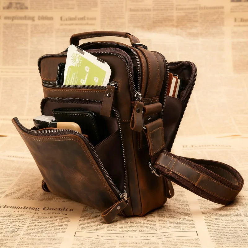 

Новая деловая мужская сумка через плечо из коровьей кожи, большая вместительная мужская сумка через плечо, многофункциональная