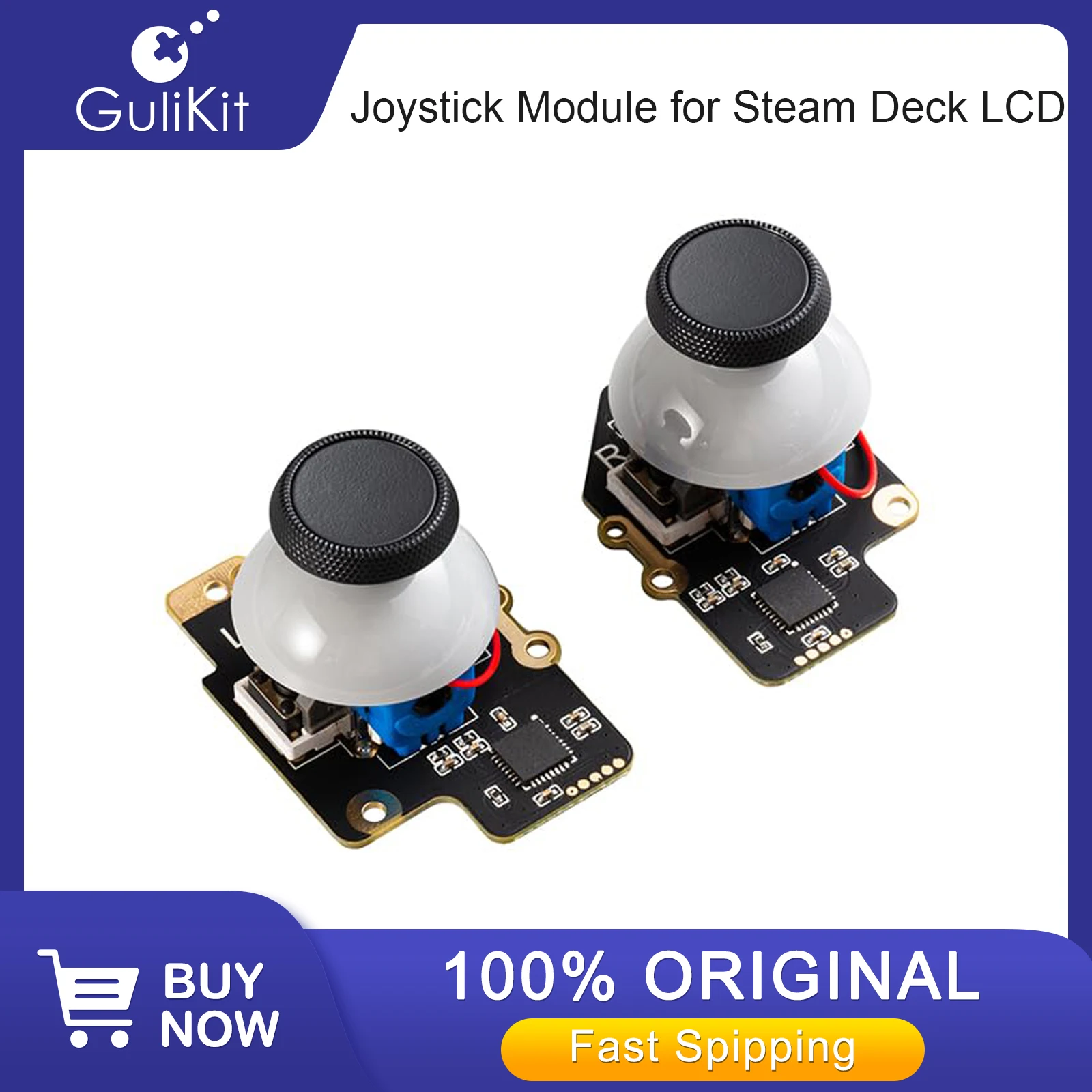 GuliKit Analogowy Joystick do Steam Deck LCD (Typ A&B), Hall Effect, Bez Efektu Dryfu, Elektromagnetyczny Zamiennik Thumbsticka, Bez Lutowania