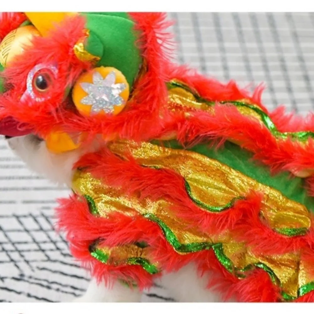 S/M/L/XL/XXL Pet Clothes Polyester Cartoon Pattern Lion Dance Pet Clothes Funny Design Chinese Style Pet Costume New Year Party