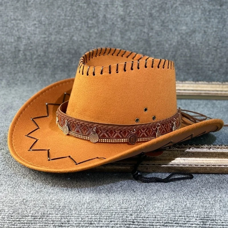 Ethnic-Style Retro Tibetan Jazz Western Cowboy Hat—Outdoor Women’s Travel Sun Protection Hat, Rider Hat for Men and Women