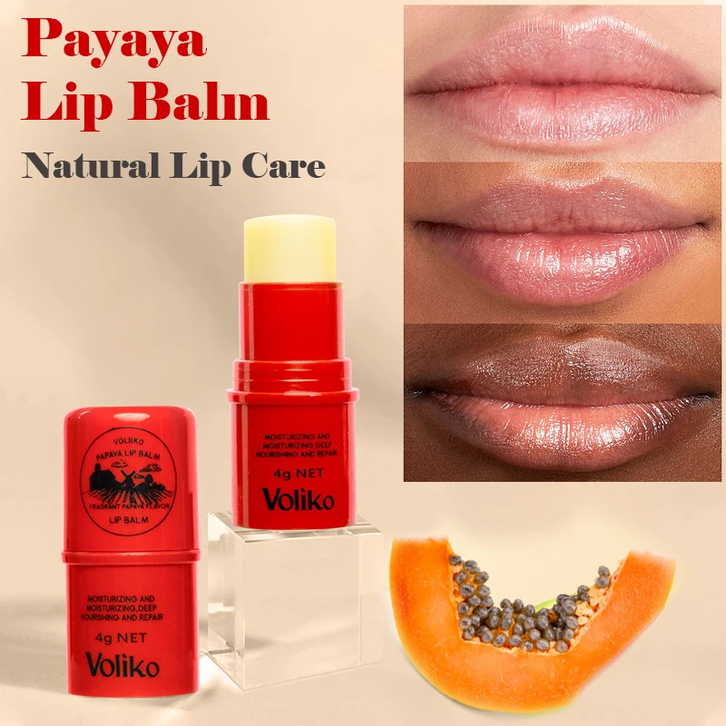 Natural AU Papaya Lip Balm Moisturizing Chapstick Hydrate Dry Cracked Lips 4g