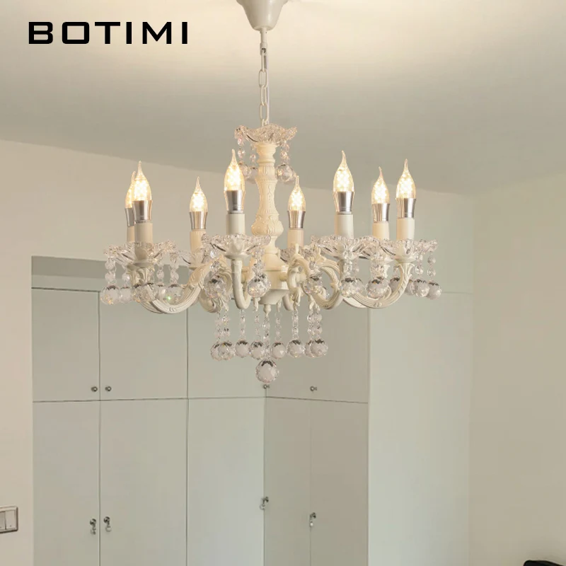 French Crystal Chandelier For Living Room Candles Vintage American Dining Room Hallway Lighting White Princess Bedroom Lustres