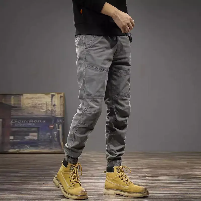 

Street Fashion Men Jeans Gray Stretch Slim Fit Spliced Designer Casual Cargo Pants Hombre Multi Pockets Y2K Hip Hop Joggers Men