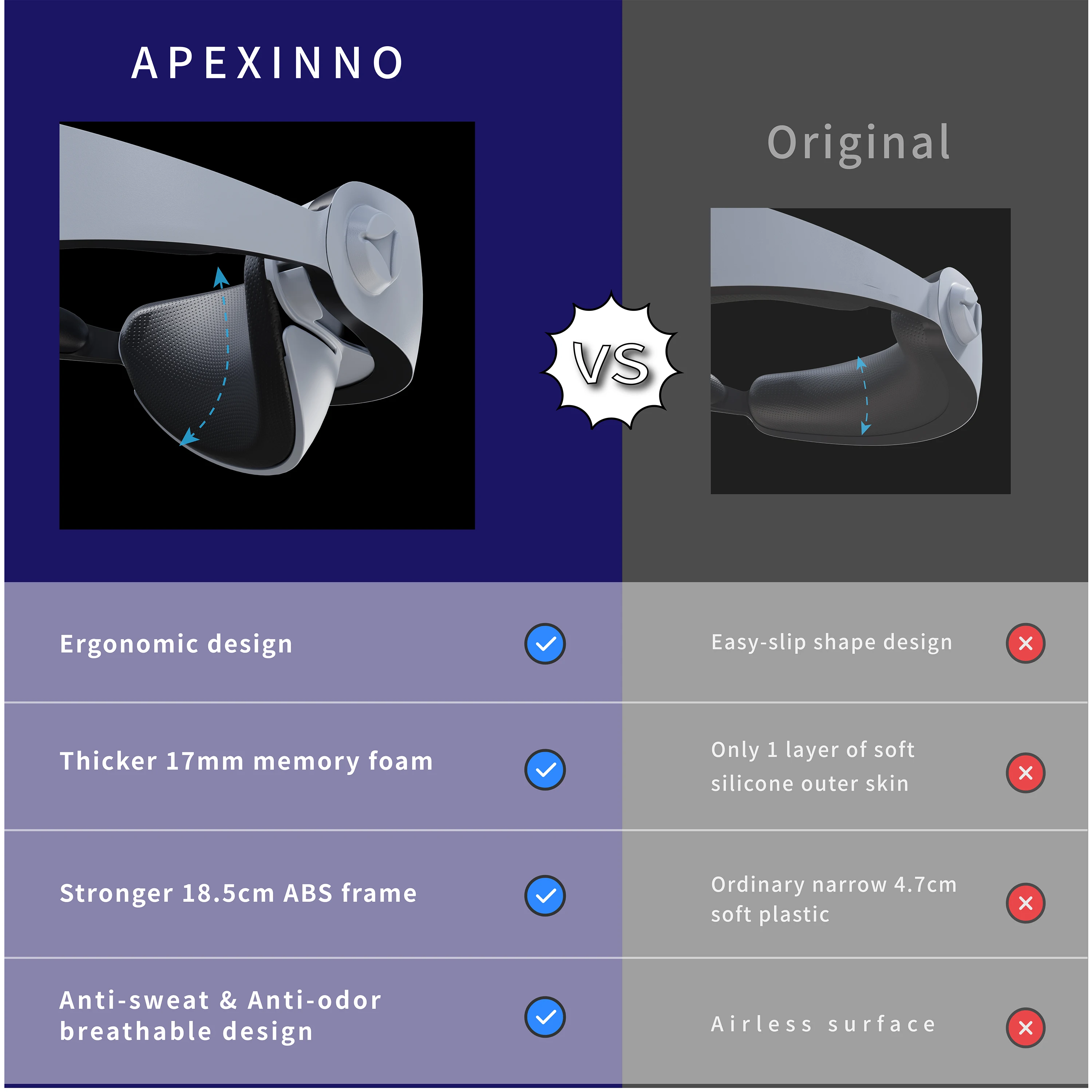 APEXINNO For PSVR2 and PS5 VR Head Strap Comfortable Headband Foam Cushion for PlayStation VR2 vr accessories Cushion Pad