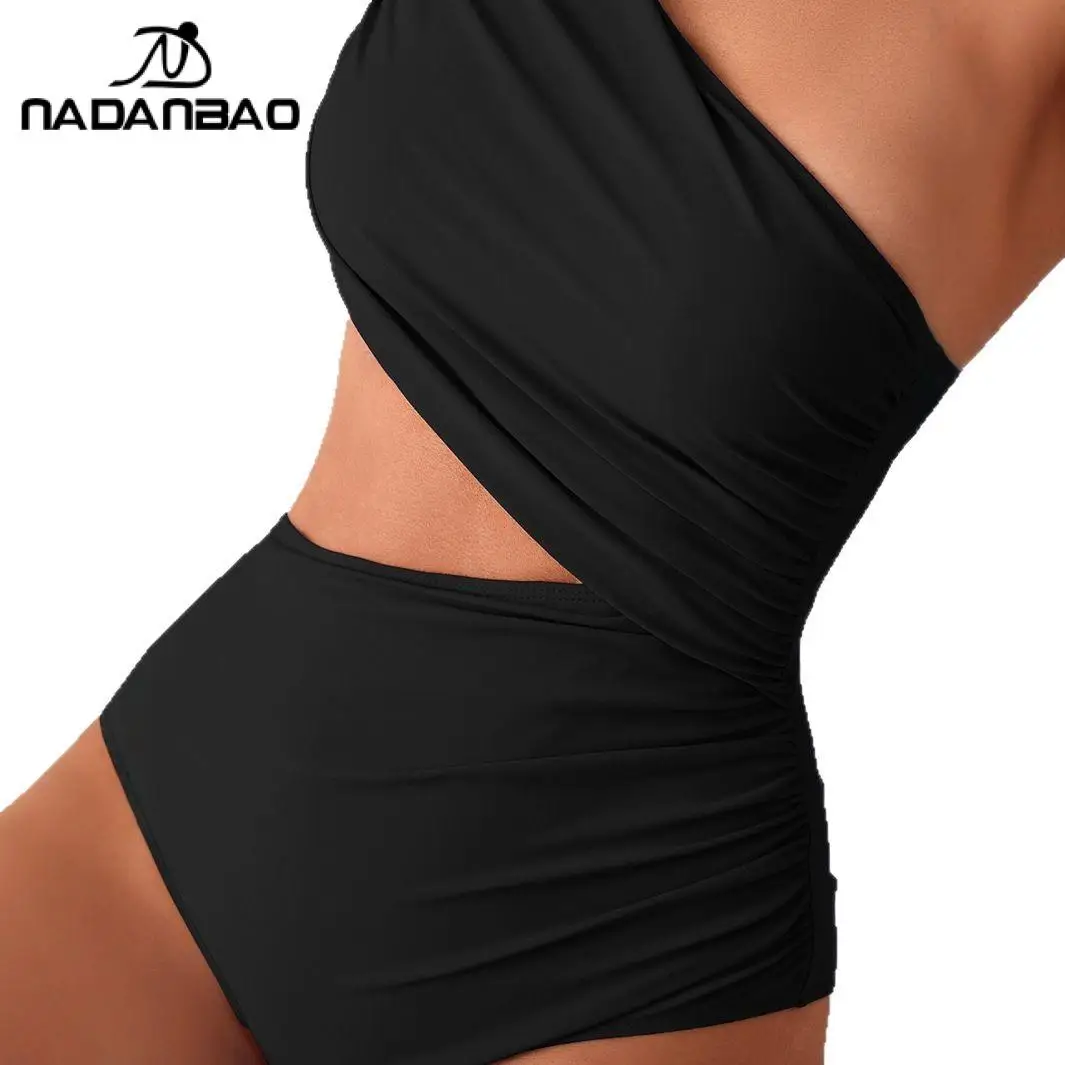 Nadanbao Sexy Solide Eine Schulter Bikini Frauen Badeanzug Hohe Taille Bikini Strand Casual Stil Badeanzug Sommer frauen Kleidung