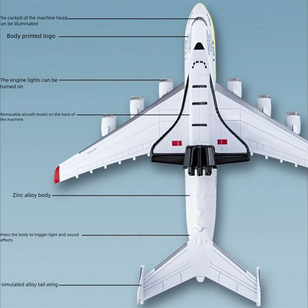 Metal Soviet Aviation Model An-225 Mriya Transport Aircraft Diecast With Sound & Pull Back For Collection Gift Desktop Ornaments