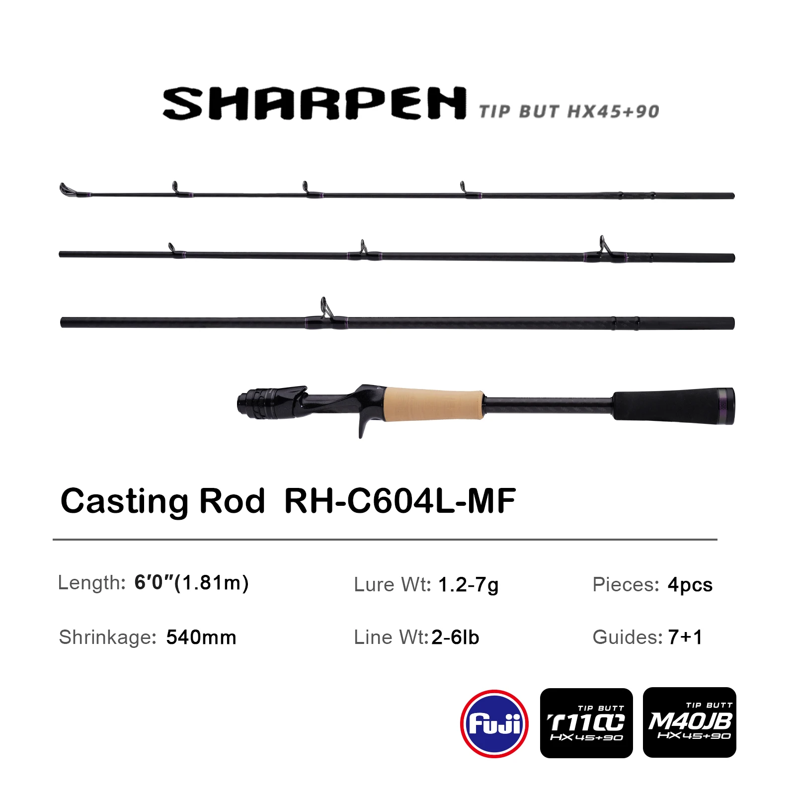 PURELURE SHARPEN Soft Lure Long Spinning and Casting XF/MF Action Rods FUJI Components Bass Pike Rod Angelrute Spinnrolle