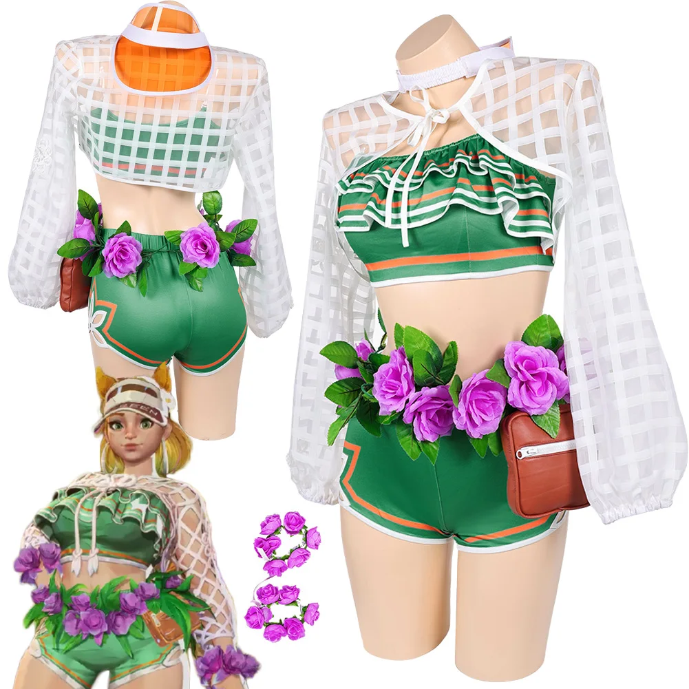 

Doreen Green Cosplay Fantasia Costume Cloak Tops Pants Set Summer Beach Outfits Sun Hat Women Halloween Carnival Party Suits