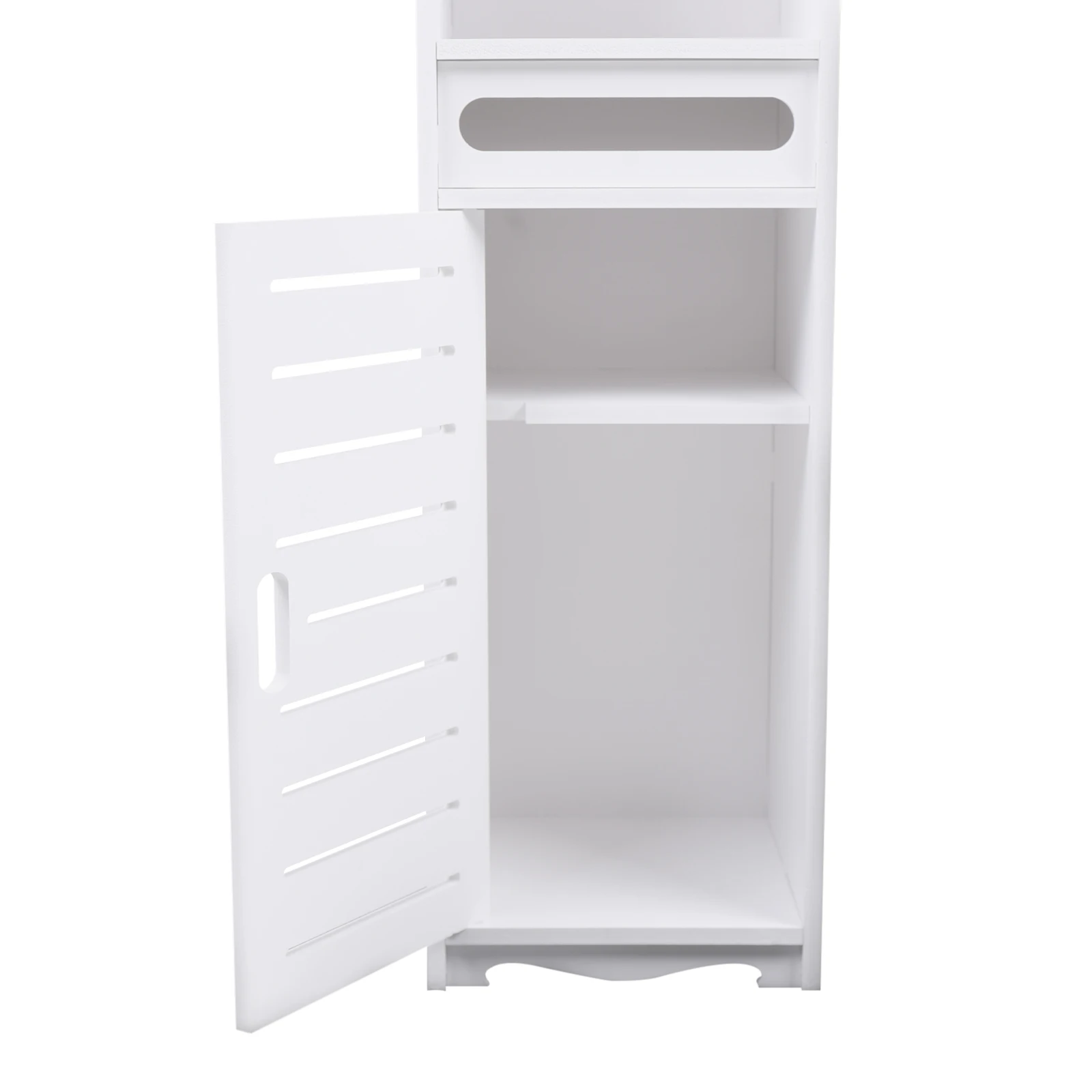 Bathroom Storage Cabinet PVC Storage Assistant Space-saving Practical Cabinet Door Free Standing Rectangular White