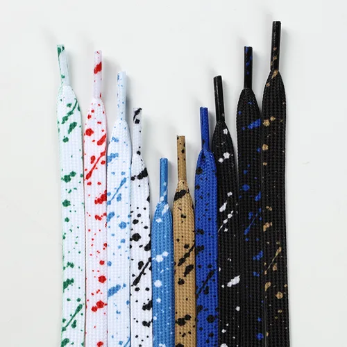 Cordones planos con estampado de tinta dorada, cordones coloridos con tinta contra salpicaduras, cordones pintados a mano para zapatillas, cordones para zapatillas de baloncesto para AF1