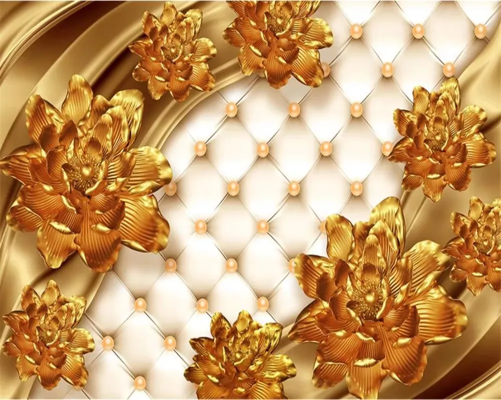 

Обои на заказ, домашняя декоративная роспись, мягкий золотой узор, европейский стиль, ТВ-фон, настенная роспись, фотообои, папье-пейнт