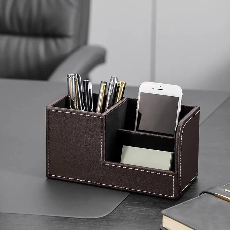 Leather Pen Holder Light Luxury Student Stationery Business Card Simple  Pen Holder Desktop Organizer Business Office Supplies