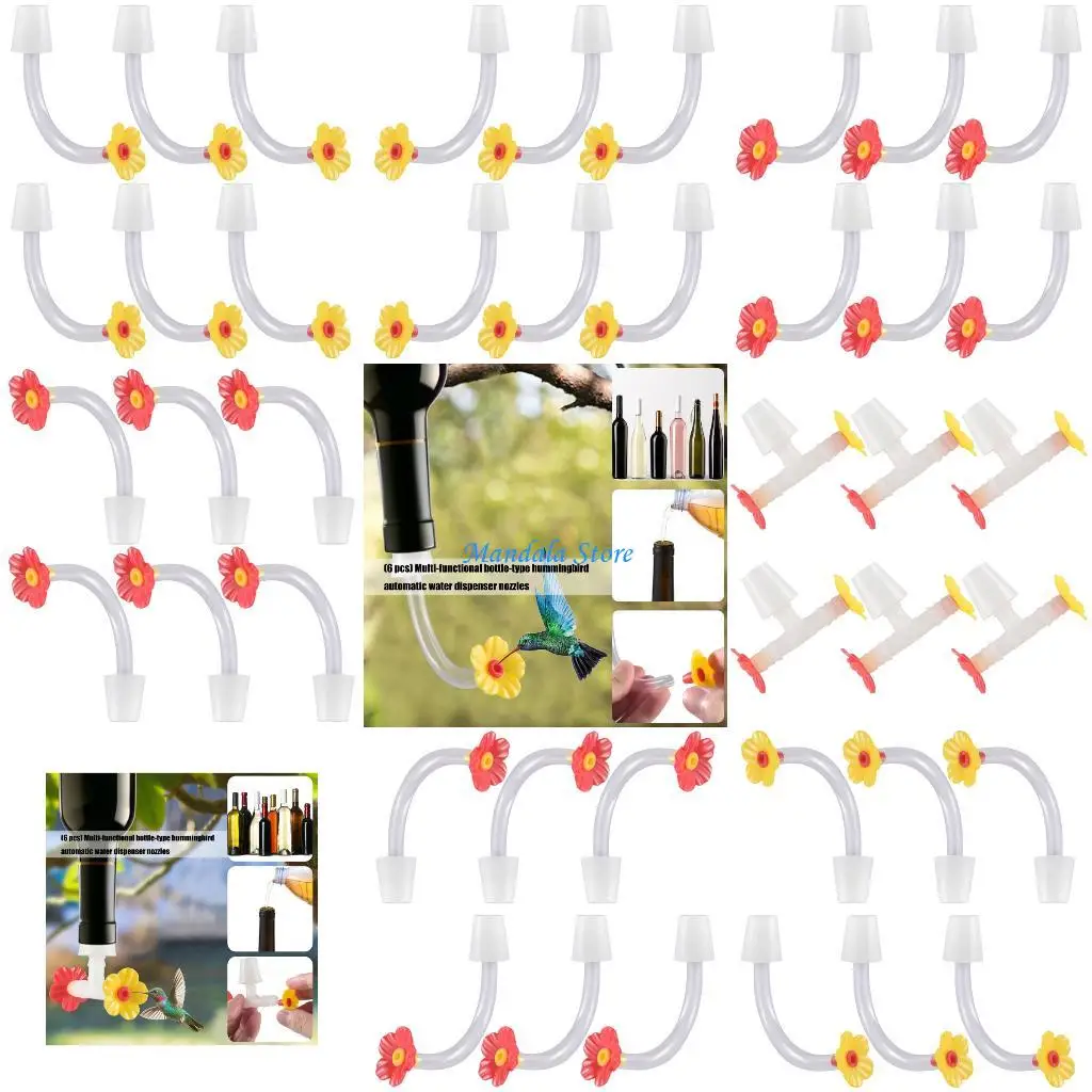 

U2JC Set Of 6 Hummingbird Feeders Replacement Part Flower Tips for Glass Feeders