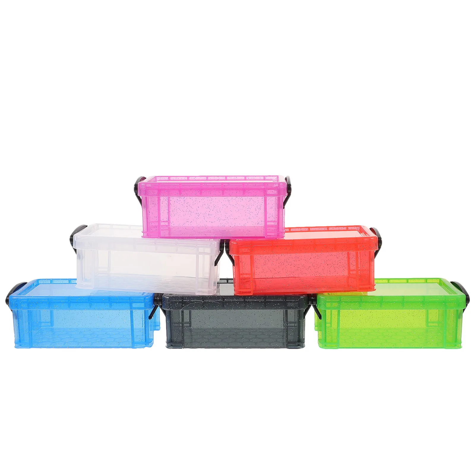 6Pcs Clear Plastic Stackable Storage Boxes Candy Color Mini Containers for Small Items Jewelry Organizing Beads Threads Sewing