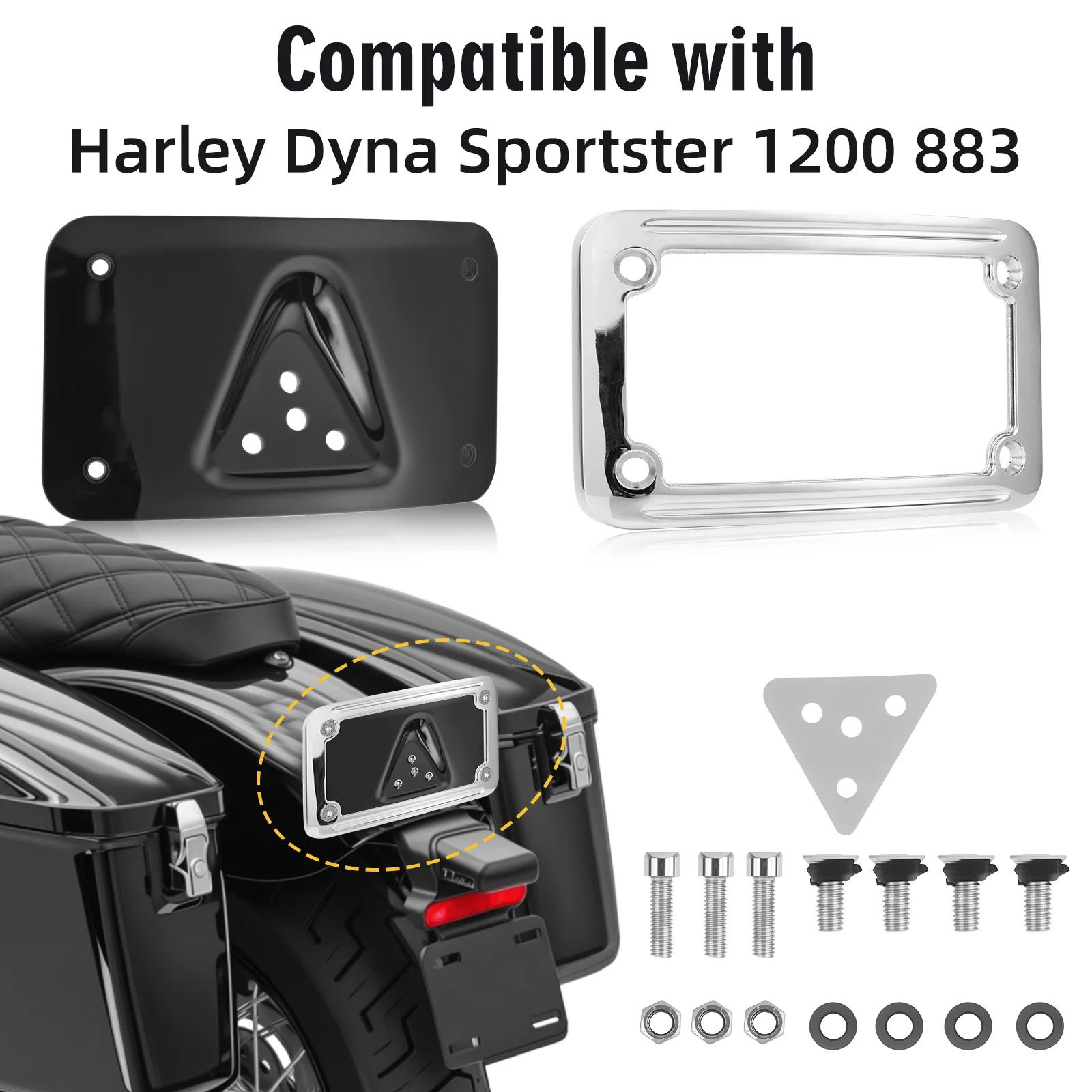 

License Plate Bracket Frame Holder For Harley Dyna Sportster 1200 883 VTX1300R/S/T 2003-2009 VTX1800R/S/T 2002-2008