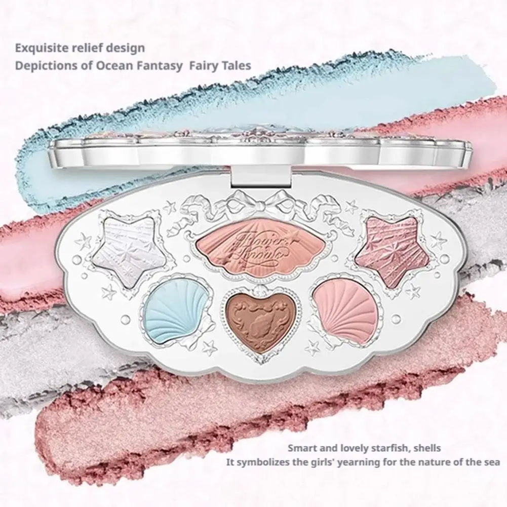Flower Knows Shells Eyeshadow Palette Eye Glitter Palette Waterproof Refreshing Long Lasting Blushers Beauty Cosmetics